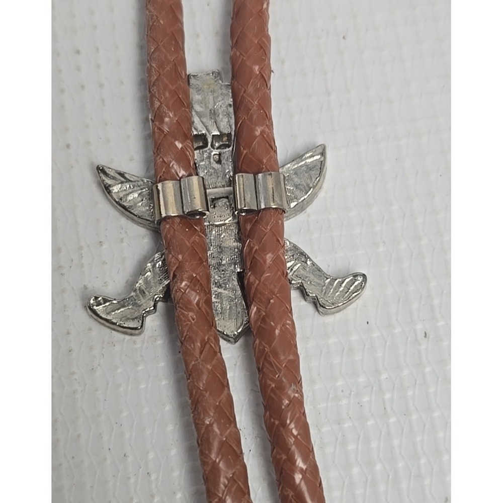 Vintage Bolo Tie Thunderbird Inlays Of Mosaic Native American Art Southwestern - Picture 7 of 10
